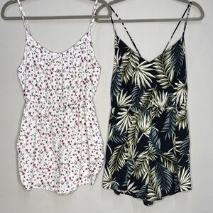 2 Super Cute Summer Rompers- Floral & Leaf Print